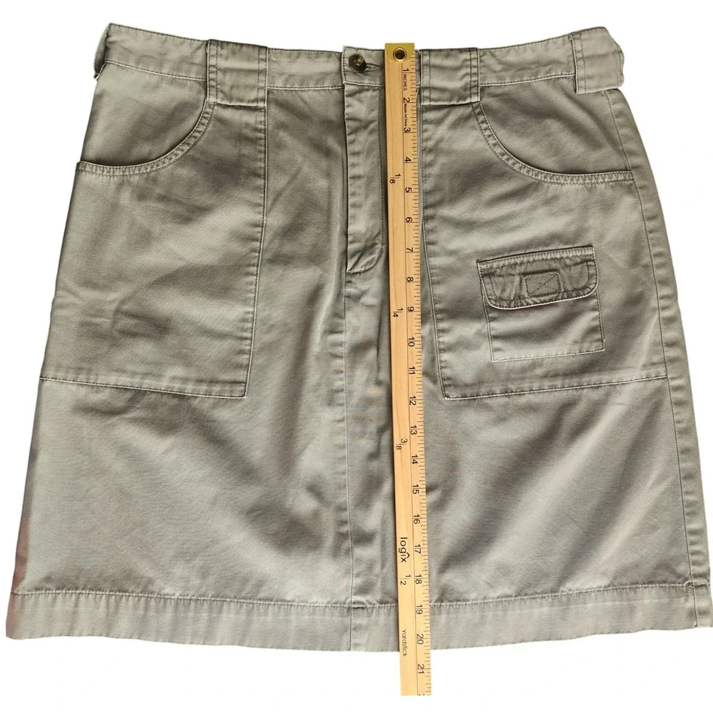 Eddie Bauer Cargo Skirt Women 16 Khaki Sage Solid Straight Y2K Earthy Gorpcore